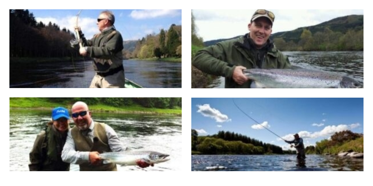 collage of 4 salmon fishing images