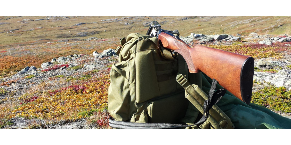 rucksack with shotgun on grouse moor