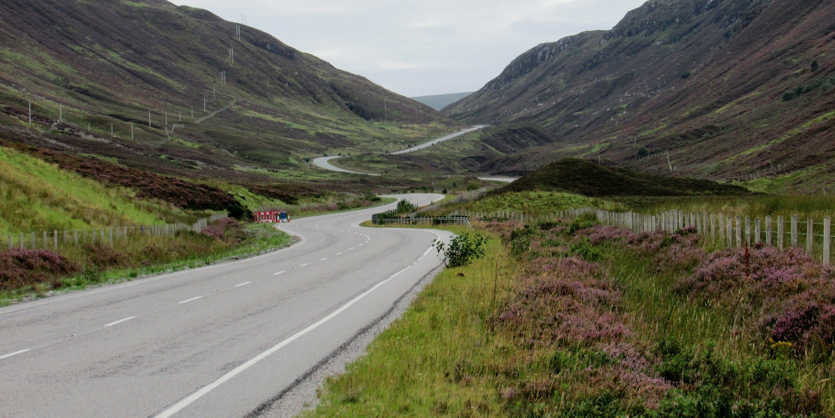 two way road Scottish highlands